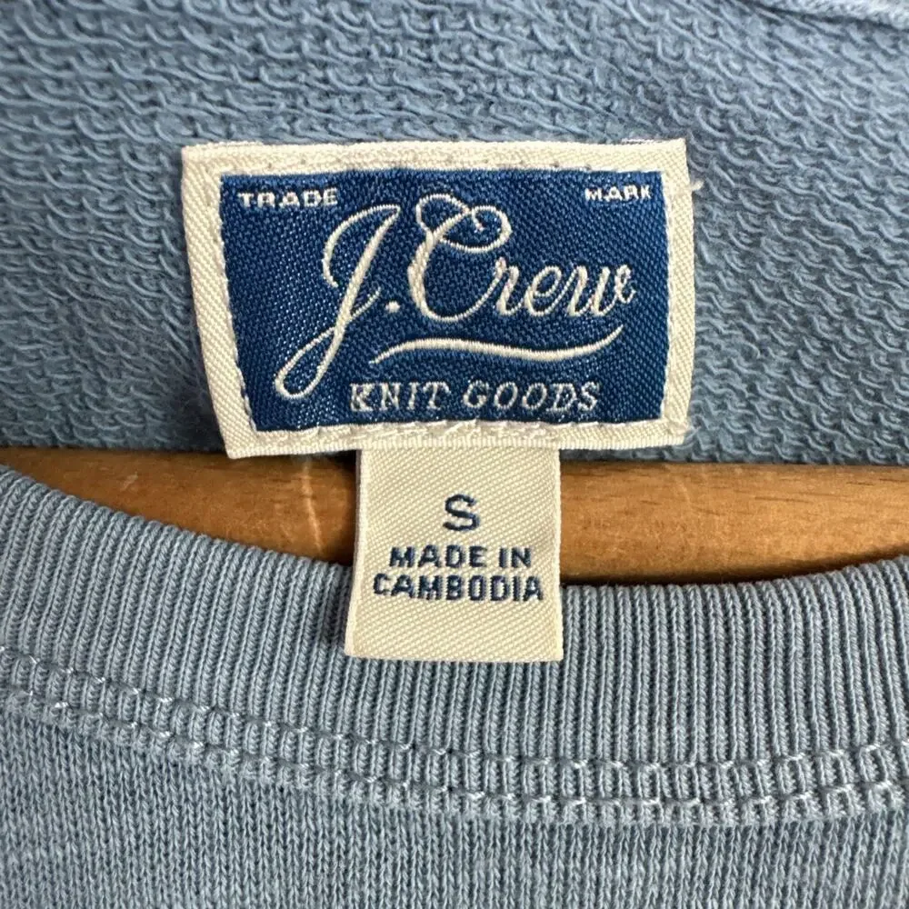 J. Crew Sunfaded French Terry Crewneck Sweatshirt Long Sleeve Blue sz S